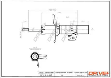 Drive+ Амортизатор (передній) правий PEUGEOT 107/CITROEN C1 /TOYOTA AYGO (B10) 05- DR!VE+ DP1610.10.0205