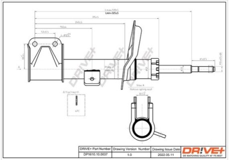 Drive+ Амортизатор (передній) Citroen C4 04-/Peugeot 307 00- (L/R) DR!VE+ DP1610.10.0037