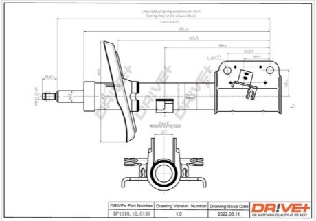 Drive+ Амортизатор (передній) Renault Laguna III 07- (Газ) DR!VE+ DP1610.10.0136 (фото 1)