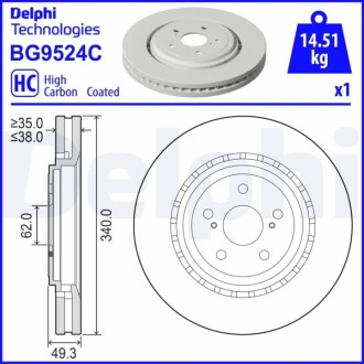 TARCZA HAM PRZOD 340X38 V Delphi BG9524C