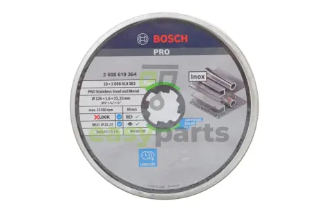 Круг відрізний (К-кт 10 шт) 125 x1.6x22,23 мм PRO Stainless Steel and Metal BOSCH 2608619364