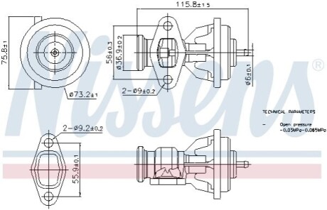 DB Клапан EGR Sprinter, Vario, Vito 2.3/2.9D/TD 96- NISSENS 98439