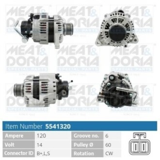 MEATDORIA HYUNDAI генератор Tucson 04-, Santa FE 01-, KIA Sportage 04- MEAT&DORIA 5541320 (фото 1)