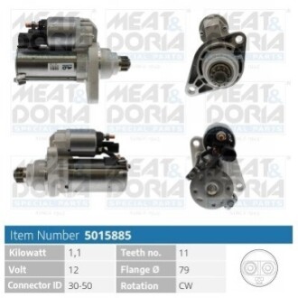 MEATDORIA AUDI Стартер A3 (8V1, 8VK) 1.8 TFSI 12-16, SEAT, SKODA, VW MEAT&DORIA 5015885