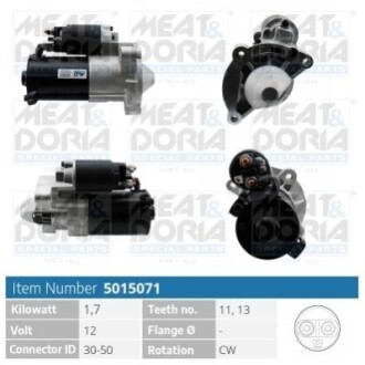 MEATDORIA FIAT Стартер SCUDO 1.9 D 98-06, CITROEN, PEUGEOT, HYUNDAI MEAT&DORIA 5015071