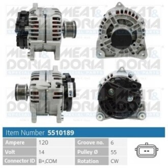 MEATDORIA RENAULT Генератор CLIO III (BR0/1, CR0/1) 1.5 dCi 05-10 MEAT&DORIA 5510189 (фото 1)