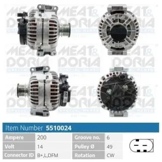 Фото meatdoria db генератор sprinter 3,5-t (b906) 311 cdi 06-09 MEAT&DORIA 5510024 MEATDORIA DB Генератор SPRINTER 3,5-t (B906) 311 CDI 06-09 MEAT&DORIA 5510024