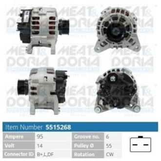 MEATDORIA RENAULT Генератор LOGAN I (LS_) 1.6 04-, DACIA MEAT&DORIA 5515268