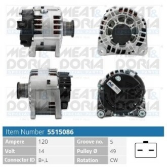 MEATDORIA RENAULT Генератор Kangoo,Dacia Logan MEAT&DORIA 5515086