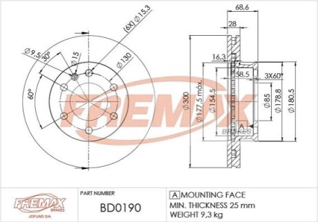 Диск тормозной FREMAX BD-0190