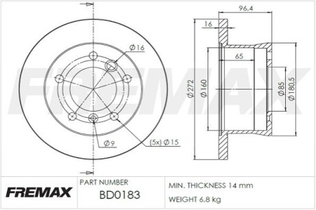 Диск тормозной FREMAX BD-0183