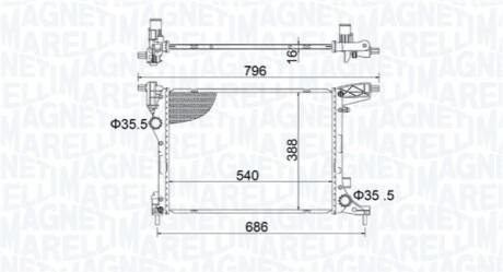 FIAT Радіатор охолодження двиг. TIPO 1.4 15- MAGNETI MARELLI 350213203700