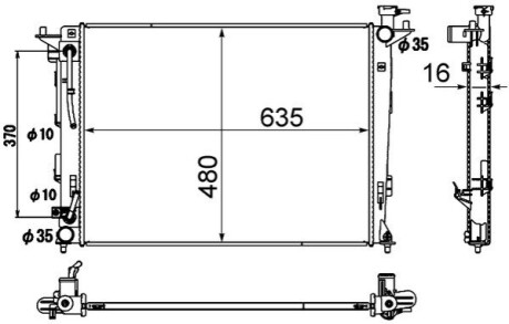 Радіатор охолодження Hyundai ix35/Kia Sportage 1.6-2.4 10- MAHLE / KNECHT CR1890000S