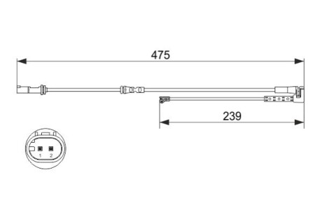 Датчик зносу гальмівних колодок (передніх) BMW X1 (F48)/X2 (F39) 13- (L=475mm) BOSCH 1 987 473 624