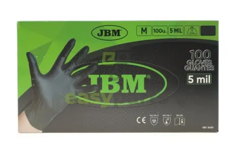 Рукавиці нітрилові (M) 100шт (5mil) (чорні) JBM 54151