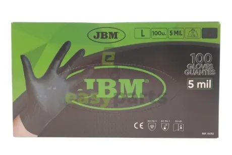 Рукавиці нітрилові (L) 100шт (5mil) (чорні) JBM 54152