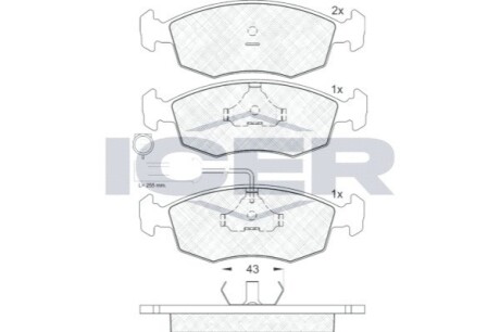 Колодки гальмівні дискові передні FIAT Palio 96-20 ICER 181227