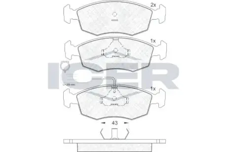 Колодки гальмівні дискові передні FIAT Palio 96-20 ICER 181227