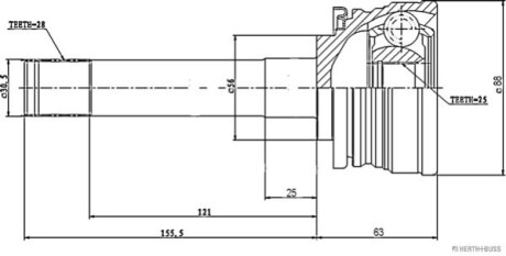 ШРКШ з пильовиком MITSUBISHI L200, PAJERO II 90- (Jakoparts) HERTH+BUSS / JAKOPARTS J2825007