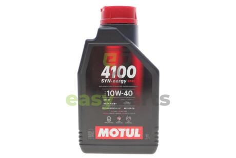 Олива 10W40 4100 Syn-nergy Spec (1L) (MB 229.3/RN0710/RN0700/PSA B71 2300/VW 501 01/VW505 00) (112890) MOTUL 387701