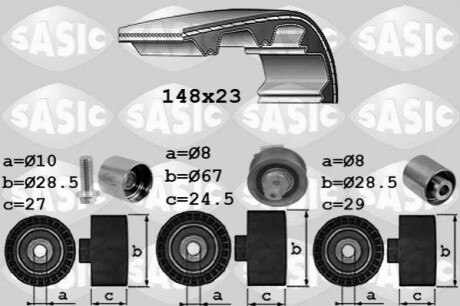 Комплект ГРМ Audi A3/A4/A6/Skoda Octavia/VW Golf/Passat 2.0 FSI 04- (23x148z) SASIC 1756074 (фото 1)