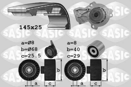 Комплект ГРМ + помпа Audi A1/Skoda Fabia/VW Polo 1.4 TDI 14- (25x145z) SASIC 3906110