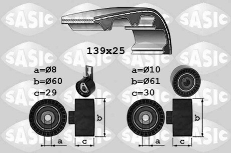 Комплект ГРМ Citroen C3/ Peugeot 207/208 1.4 HDi 09- (25.4x139z) SASIC 1750042 (фото 1)