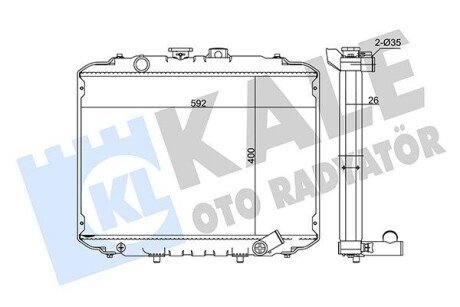 KALE HYUNDAI Радіатор охолодження двиг. H-100 2.5D 93- KALE OTO RADYATOR 342290