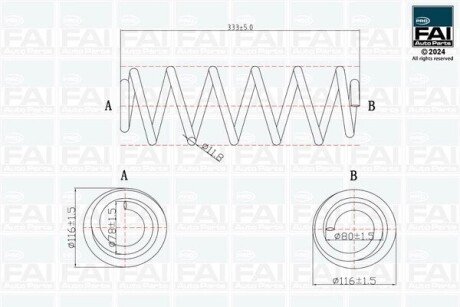 AUDI Пружина задня L=333 mm A3 (8P1)/ Sportback 1.4-2.0 03-12 FAI FPCS188