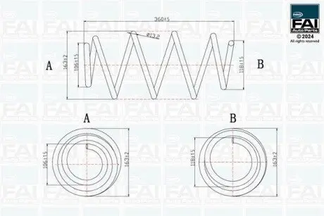FAICITROEN пружина передня L=360mm Berlingo,Peugeot Partner 08- FAI FPCS139