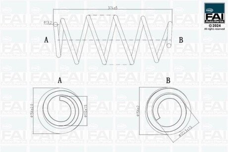 OPEL пружина передня L= 374 mm Combo D 12-,Fiat Doblo 10- FAI FPCS184