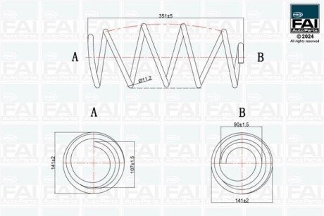 VW пружина передня L= 351mm Polo 09-,Skoda Rapid 12- FAI FPCS141