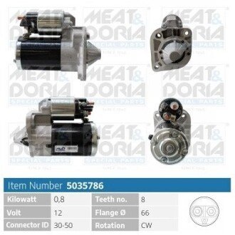 MEATDORIA RENAULT Стартер LOGAN I (LS_) 1.6 04-, DACIA MEAT&DORIA 5035786