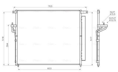 AVA FORD Радіатор кондиціонера (конденсатор) з осушувачем Ranger 2.2/3.2TDCi 11- AVA COOLING FD5706D