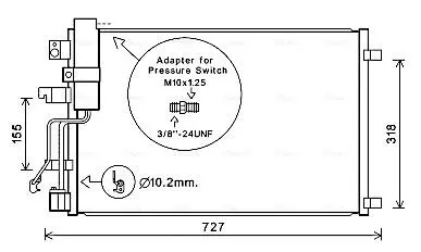 AVA NISSAN Радіатор кондиціонера (конденсатор) без осушувача QASHQAI 2.0D 07- AVA COOLING DNA5290D (фото 1)