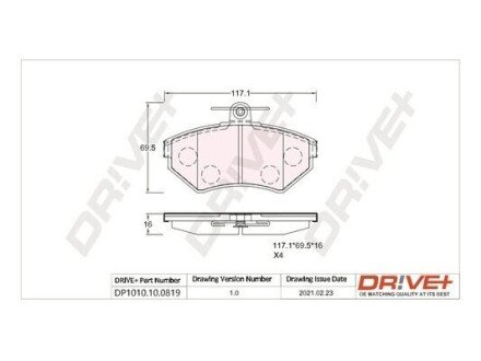 Drive+ - Гальмівні колодки до дисків DR!VE+ DP1010.10.0819