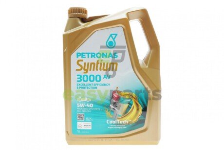 Олива 5W40 SYNTIUM 3000 AV (5L) (VW 505.00/505.01/MB 229.51/RN0700/RN0710) Petronas 70179M12EU