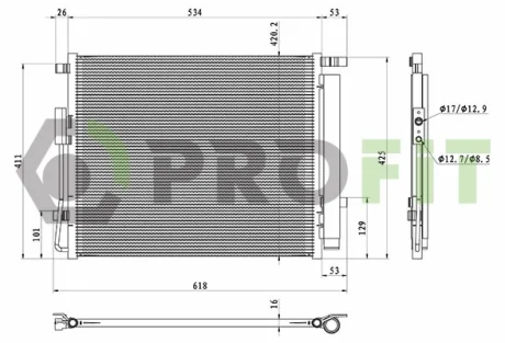 Фото конденсер кондиціонера PROFIT 1770-0579 Конденсер кондиціонера PROFIT 1770-0579