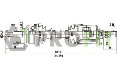 Піввісь PROFIT 2730-1336