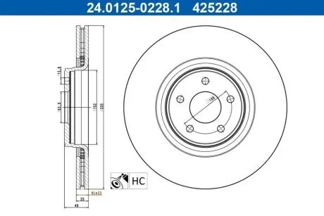 TARCZA HAM PRZOD 335X25 V ATE 24012502281