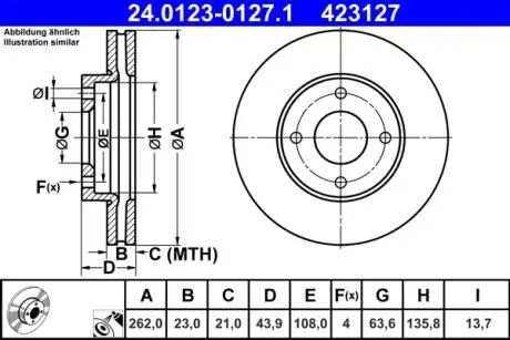 TARCZA HAM PRZOD 262X23 V ATE 24012301271