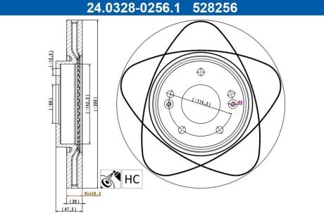 TARCZA HAM PRZOD 300X28 V POWER DISC ATE 24032802561