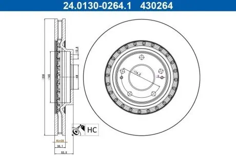 TARCZA HAM PRZOD 330X30 V ATE 24013002641