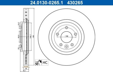 TARCZA HAM PRZOD 325X30 V ATE 24013002651