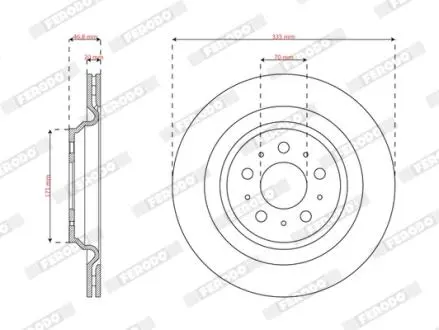 Диск тормозной (задний) Tesla Model 3 17- (335x20) PRO FERODO DDF3016C1