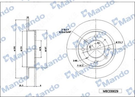 Диск тормозной MANDO MBC030029