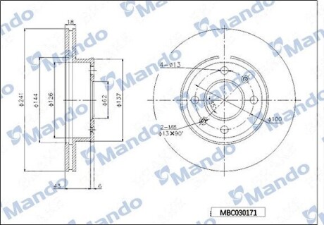 Диск тормозной MANDO MBC030171