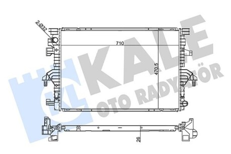 KALE VW Радіатор системи охолодження двигуна CALIFORNIA T6 CAMPER, MULTIVAN VI, TRANSPORTER / CARAVELLE VI, TRANSPORTER VI 2.0/2.0D 04.15- KALE OTO RADYATOR 355905