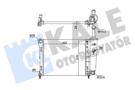 KALE FORD Радіатор системи охолодження двигуна KA 1.2 08-, FIAT KALE OTO RADYATOR 363060