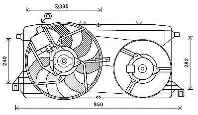 AVA FORD Вентилятор радіатора (дифузор в зборі) TRANSIT TOURNEO 2.2 06-, TRANSIT 2.2 06- AVA COOLING FD7580